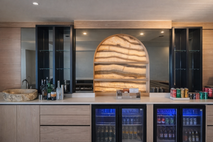 Private penthouse cinema and bespoke bar